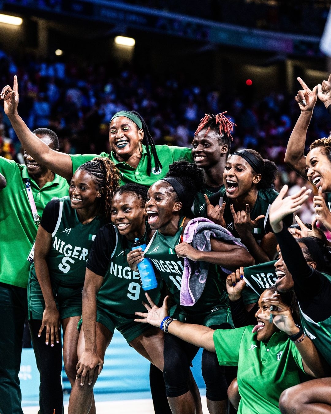 D'Tigress celebrate after beating Canada/Instagram @fiba