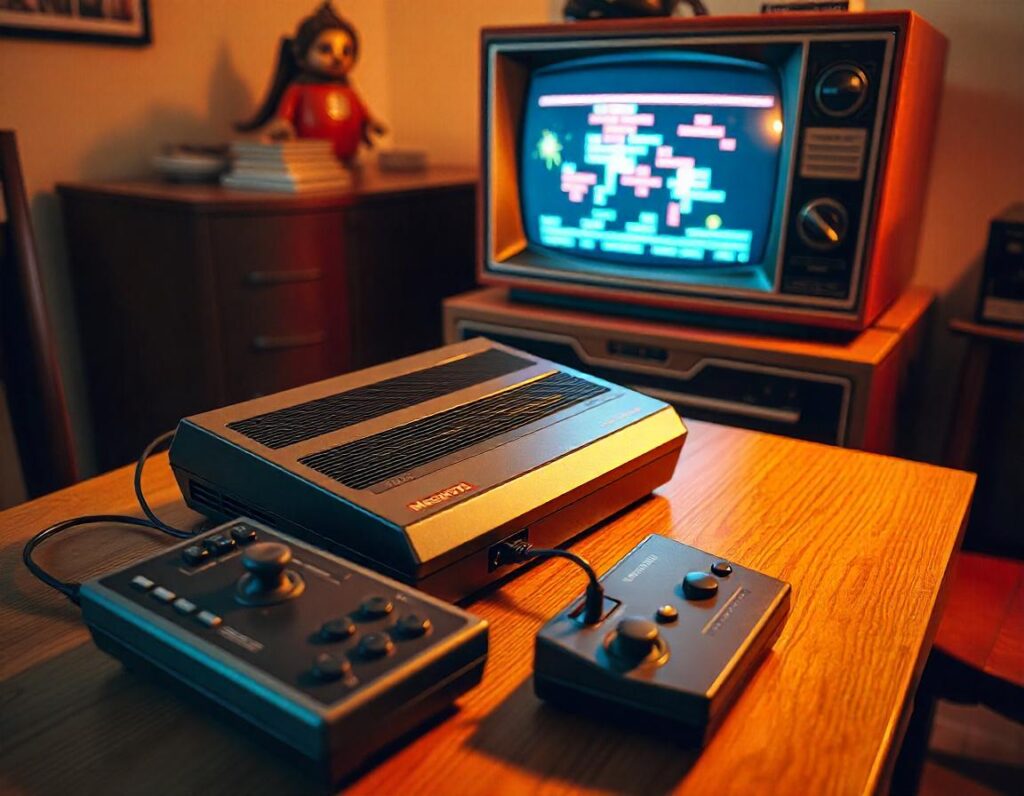 The original Magnavox Odyssey console and controllers