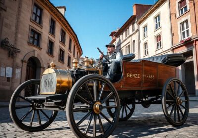 Historical photograph of the Benz Patent-Motorwagen from 1886