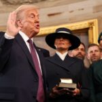 Donald Trump swears the oath of office/Reuters