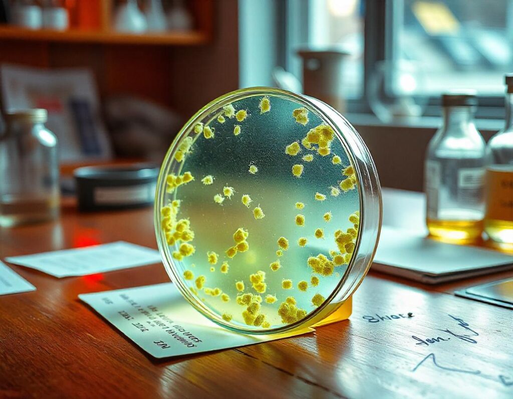 Fleming's original petri dish showing the zone of inhibition