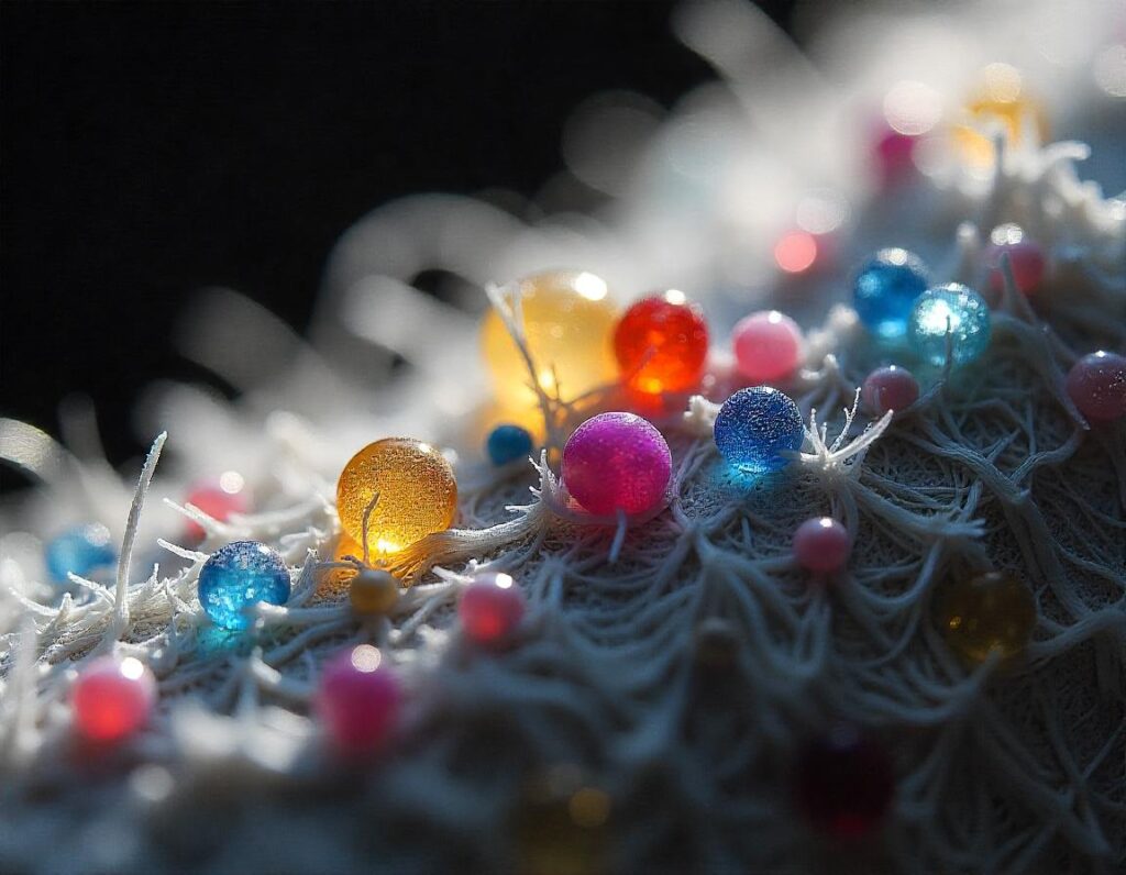 Microscopic view of microplastics found in everyday items